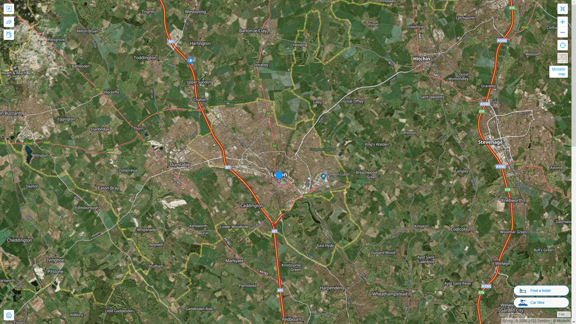 Luton Highway and Road Map with Satellite View